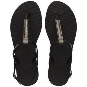 Havaianas You Rio Black T Strap Sandals US Women's 8.5 *sold out* EUC